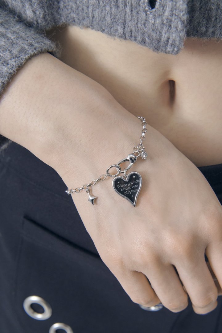 GOLDY color heart message bracelet - black