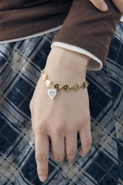 GOLDY ルーカス ハート ID プレート ライン ブレスレット - Silver x Gold_1