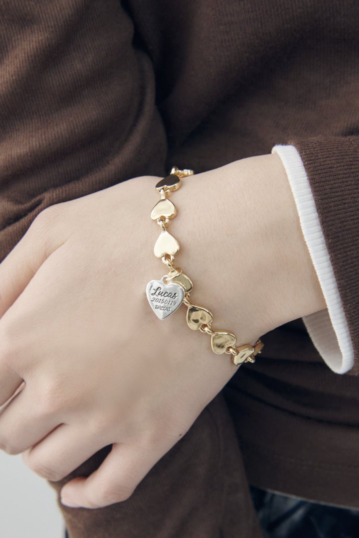 GOLDY ルーカス ハート ID プレート ライン ブレスレット - Image 8
