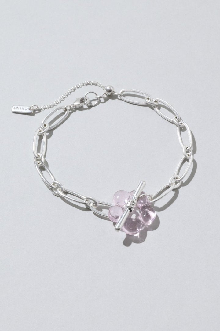 GOLDY glass flower chain bracelet - pink