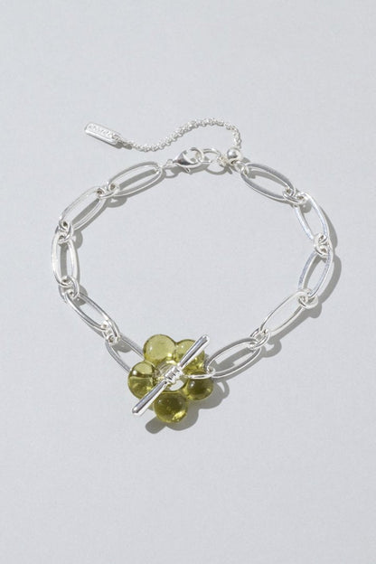 GOLDY glass flower chain bracelet - green