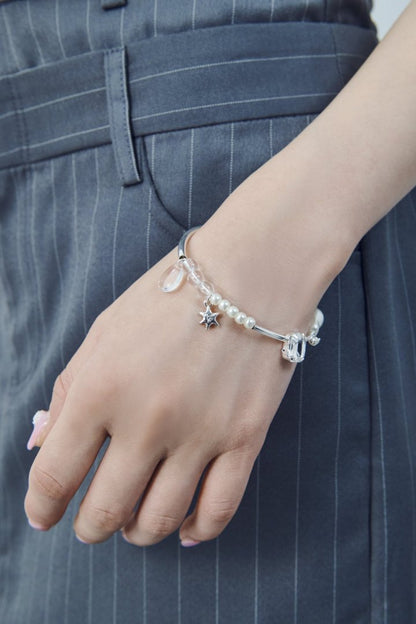 GOLDY multi glow bead bangle - silver