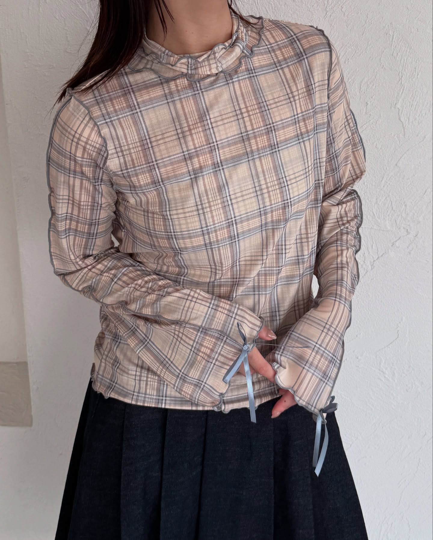 Kutir Ribbon高領sheer top