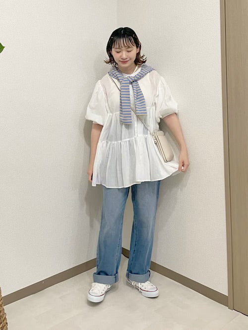 必入手‼️3 way balloon sleeve sheer shirt