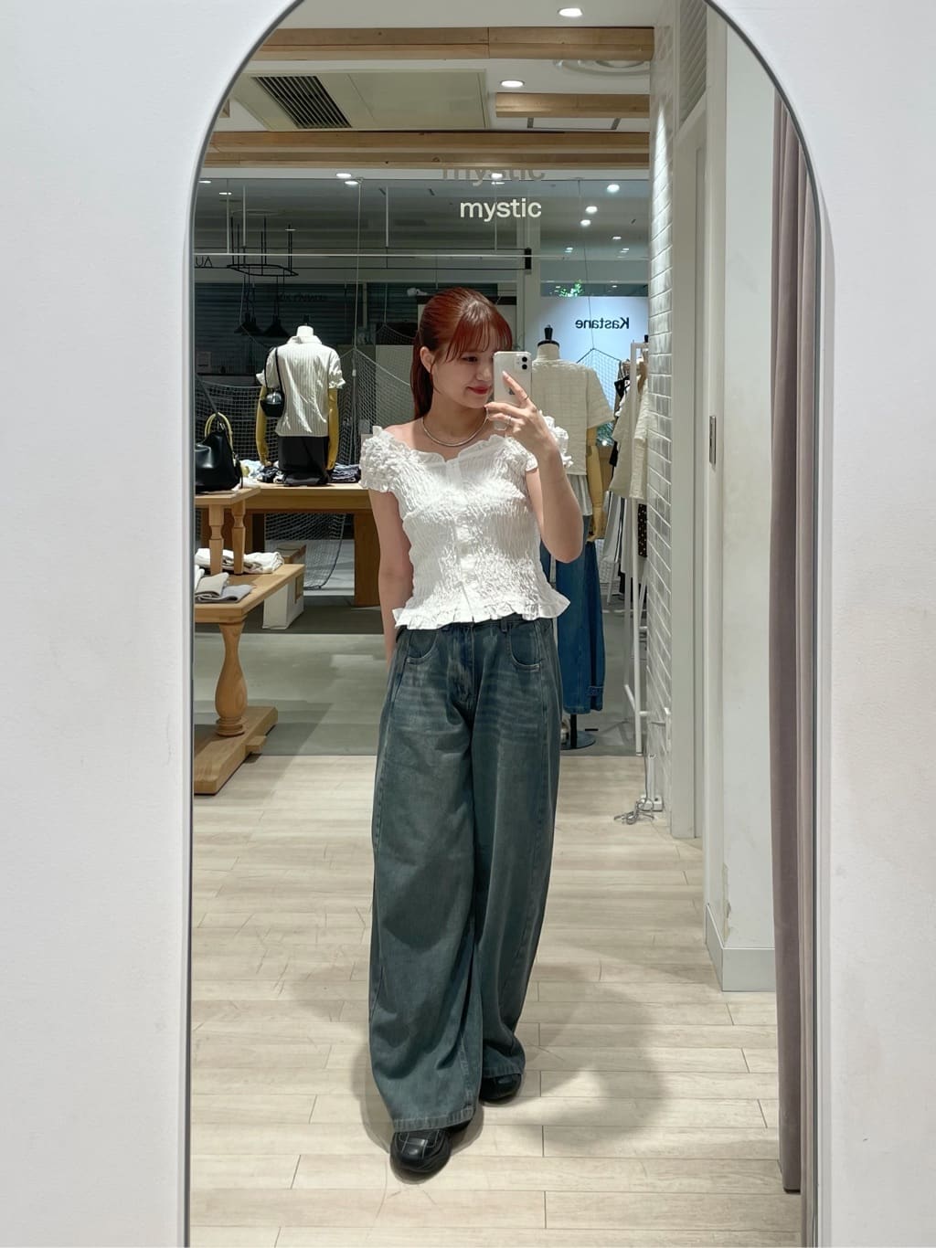 mystic 格紋 Shirred French blouse - Image 72