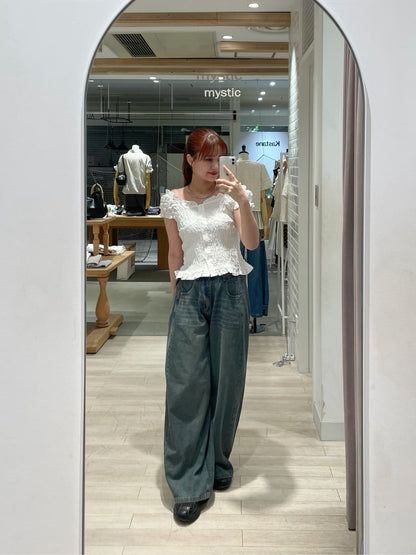 mystic 格紋 Shirred French blouse - Image 72