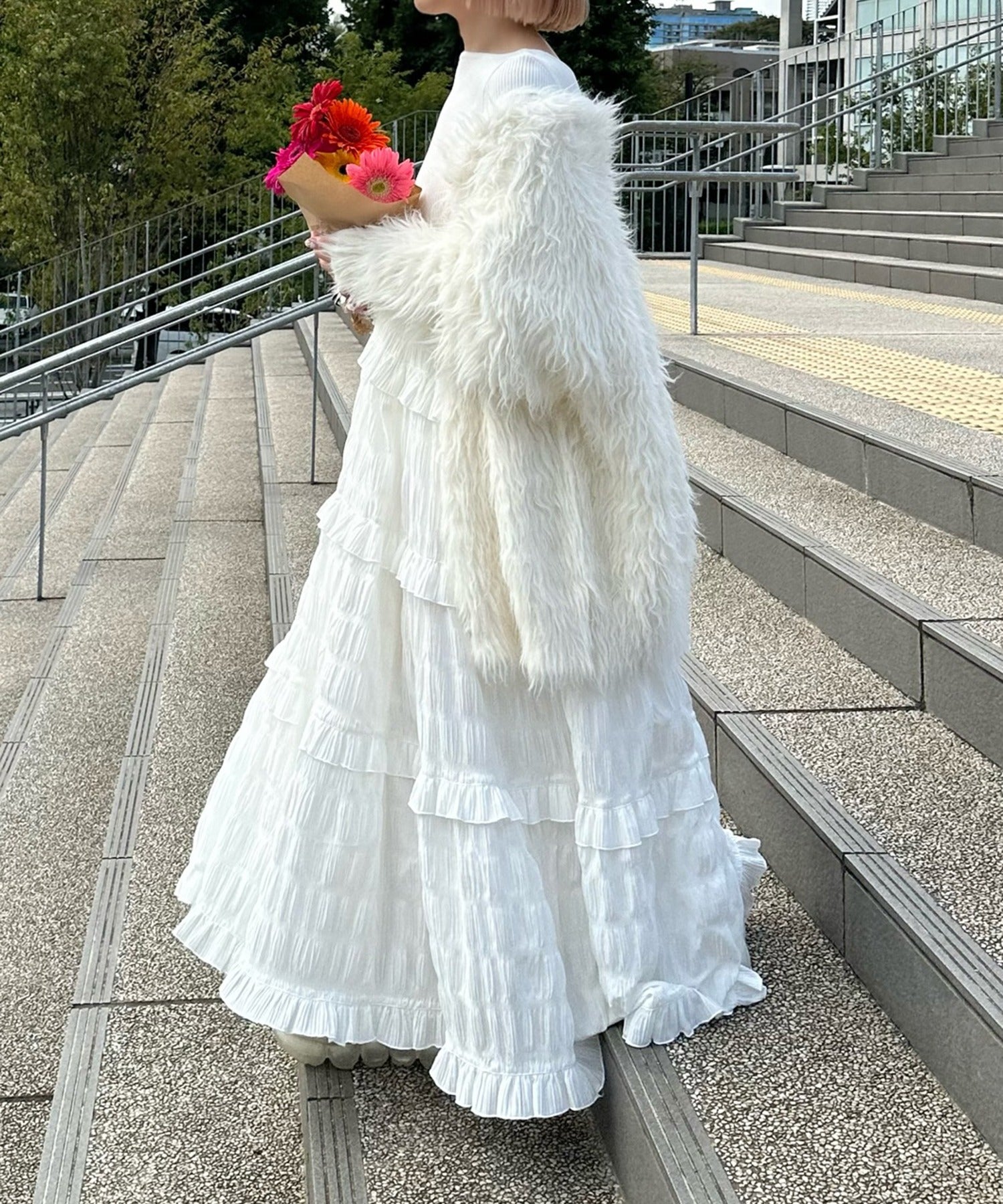 フリルティアードキャミワンピ