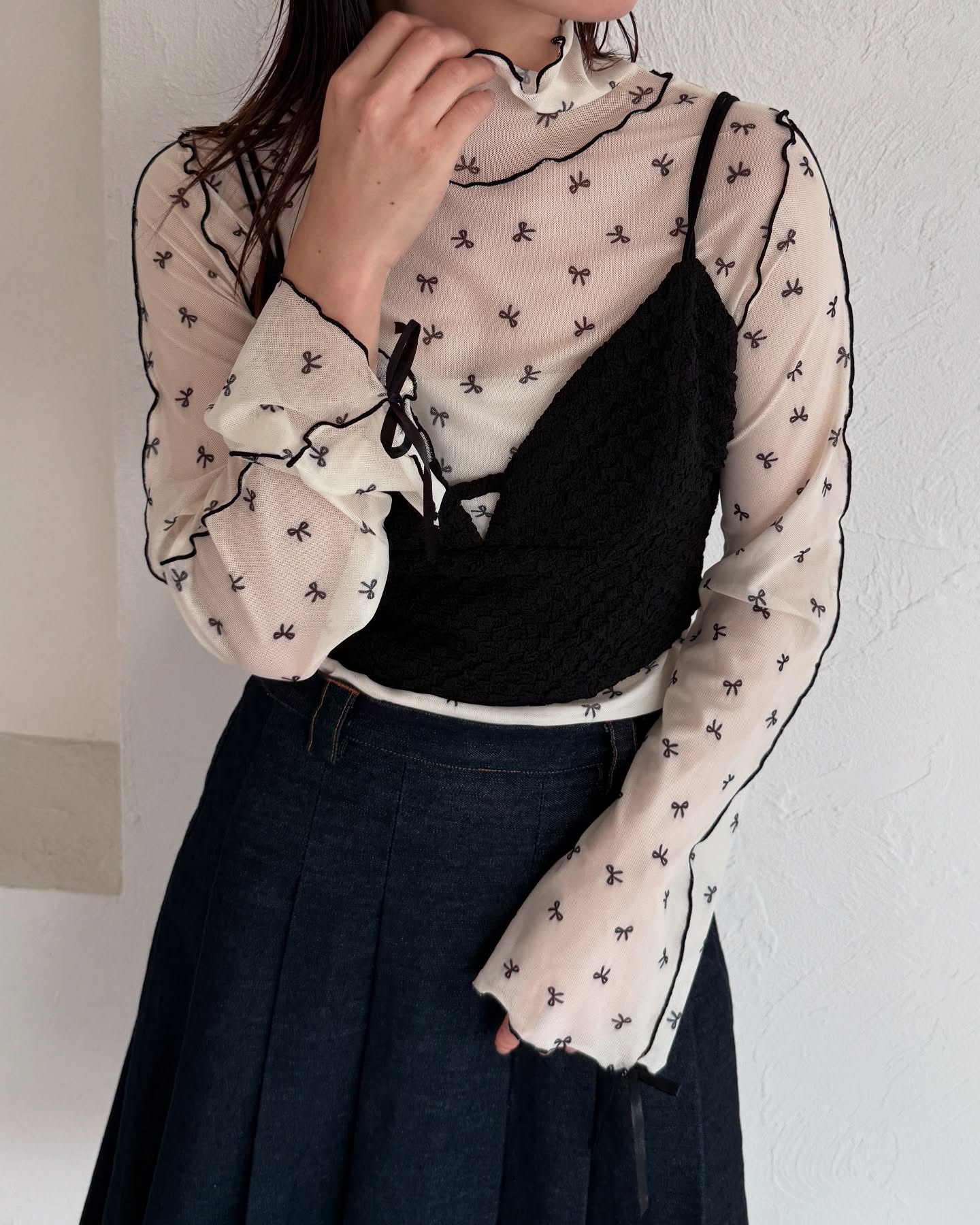 Kutir Ribbon高領sheer top