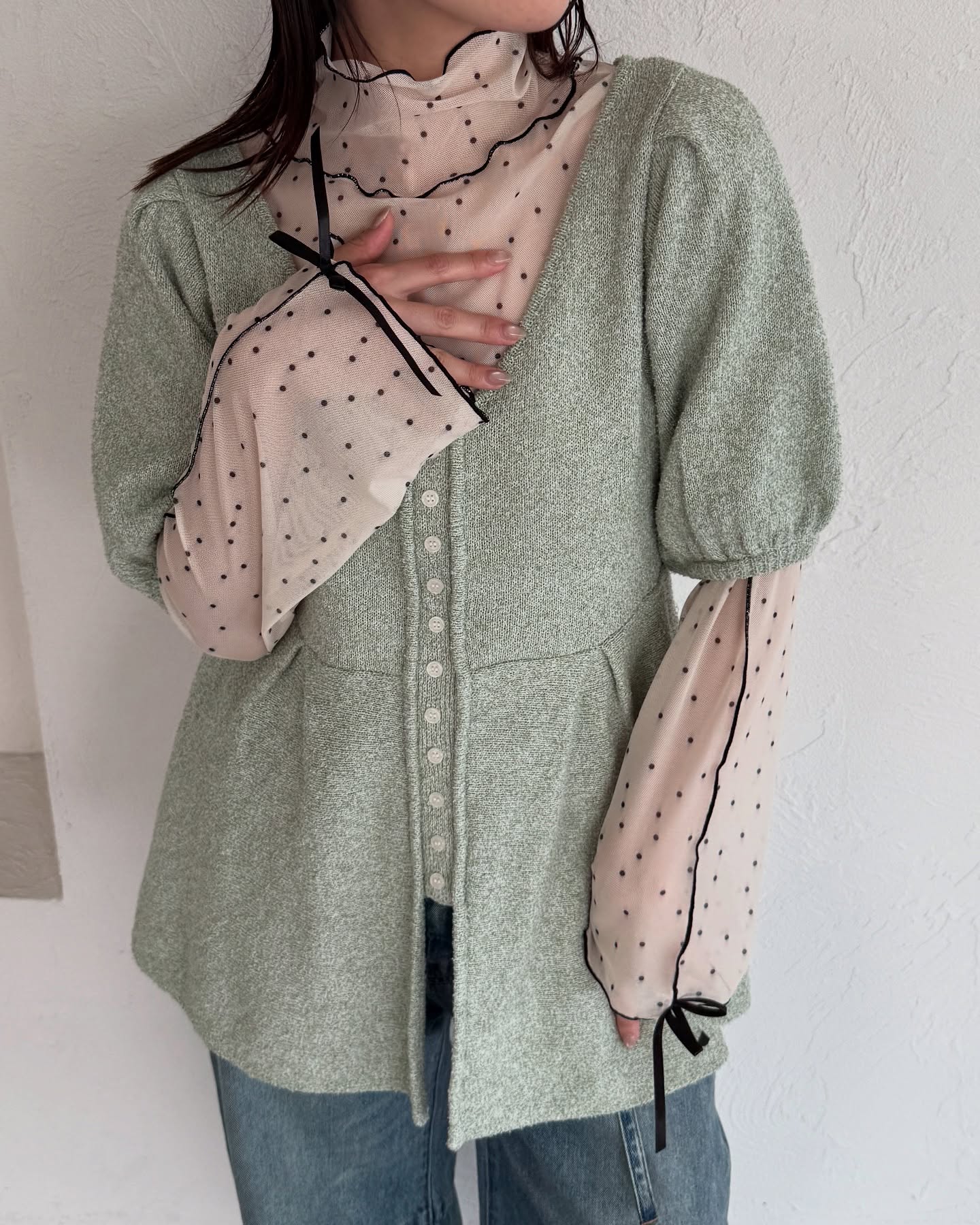 Kutir Ribbon高領sheer top