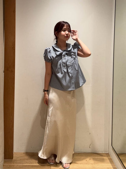 umm. By Discoat 圓領泡泡袖Blouse with bow tie - Image 34