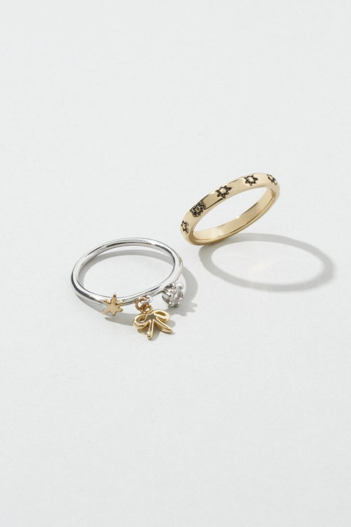 GOLDY Ribbon motif 2P Set Ring