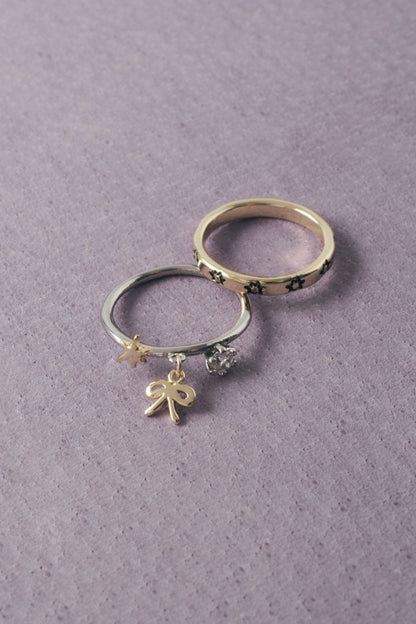 GOLDY Ribbon motif 2P Set Ring