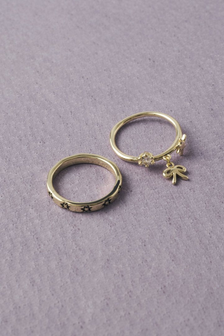 GOLDY Ribbon motif 2P Set Ring