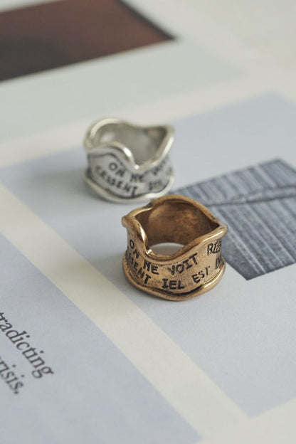 GOLDY lettering wide ring