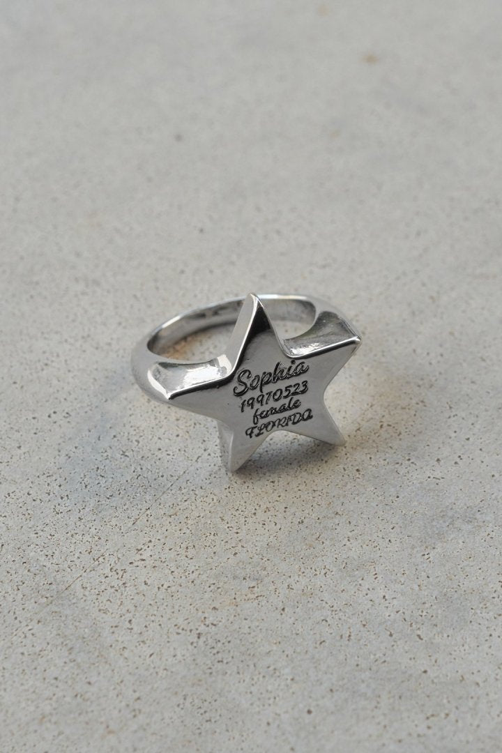 GOLDY Sophia Star ID Plate Ring - Silver_1