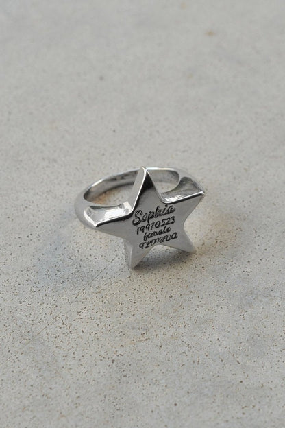 GOLDY Sophia Star ID Plate Ring - Silver_1