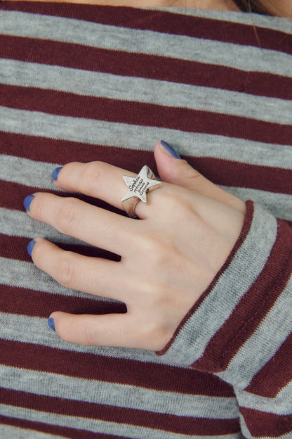 GOLDY Sophia Star ID Plate Ring - Silver_2