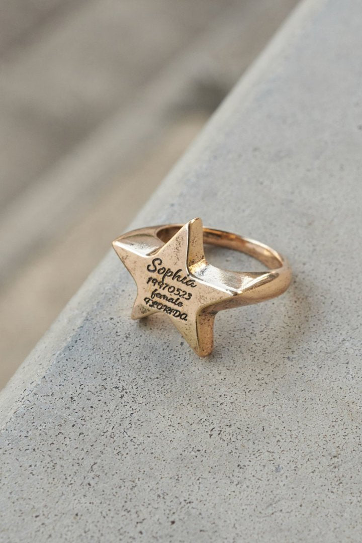 GOLDY Sophia Star ID Plate Ring - Gold_2