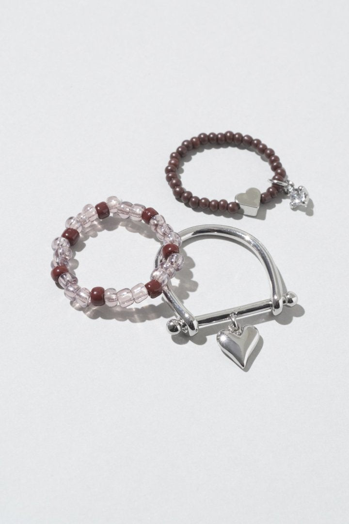 GOLDY Color beads x heart set ring - Image 2