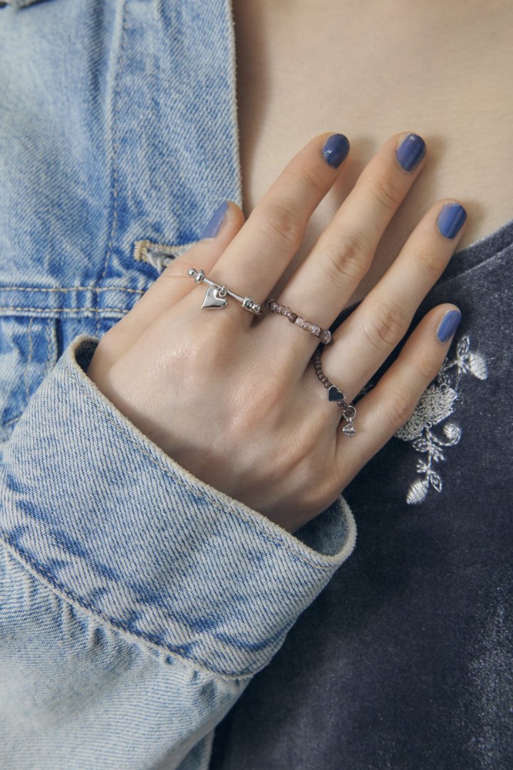 GOLDY Color beads x heart set ring - Image 7