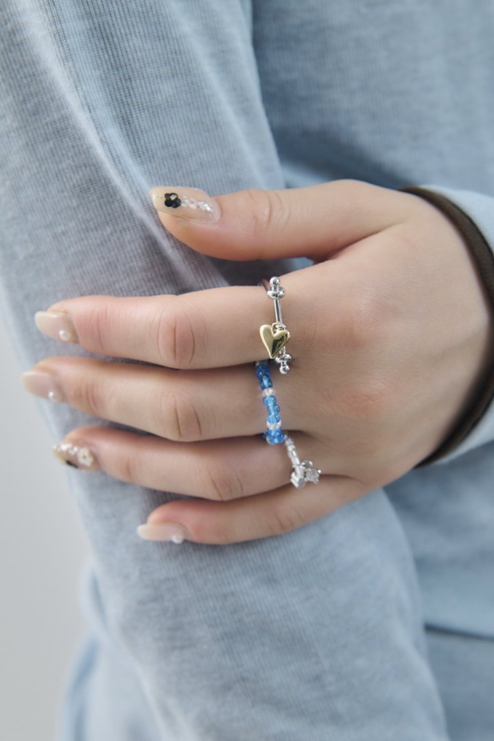 GOLDY Color beads x heart set ring - Image 8