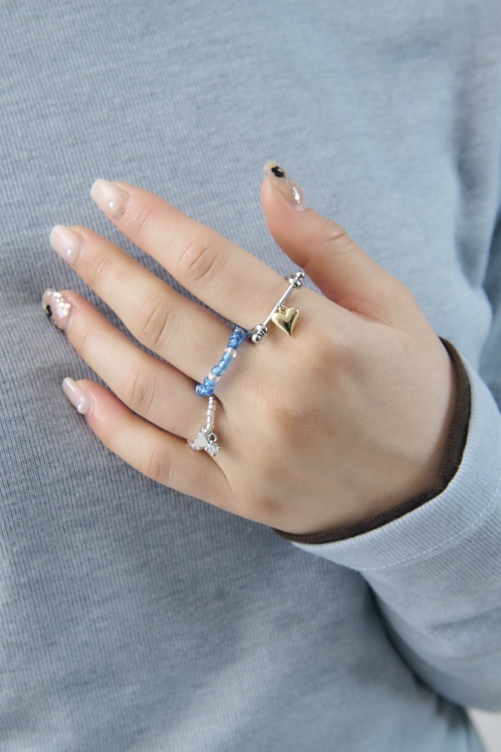 GOLDY Color beads x heart set ring - Image 9