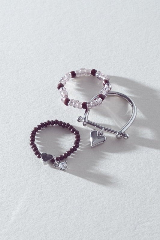 GOLDY Color beads x heart set ring - Image 1