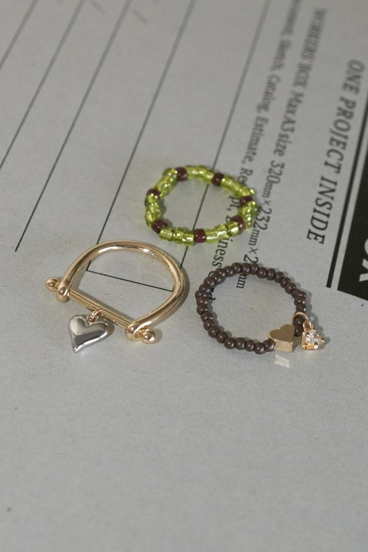 GOLDY Color beads x heart set ring - Image 19