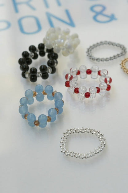 GOLDY bicolor bead set ring - blue