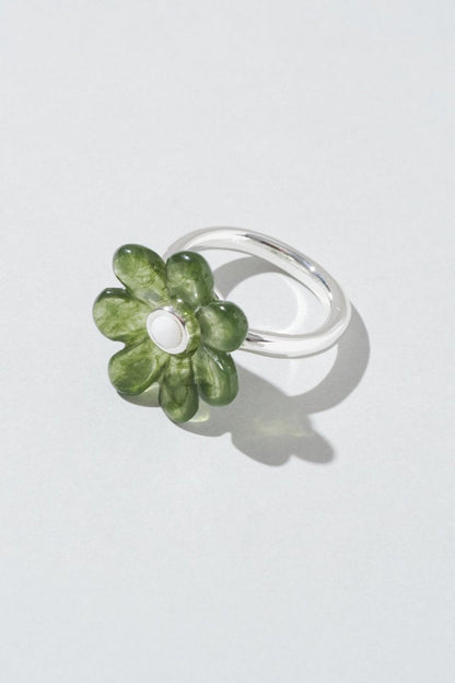 GOLDY puffy bloom ring - green