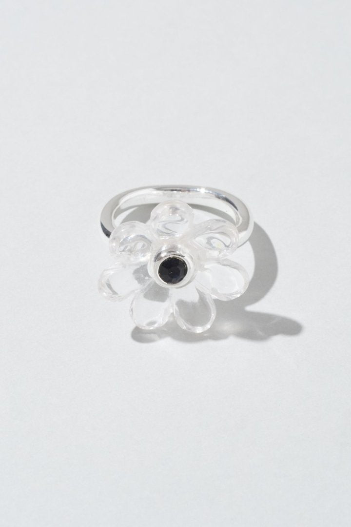 GOLDY puffy bloom ring - clear