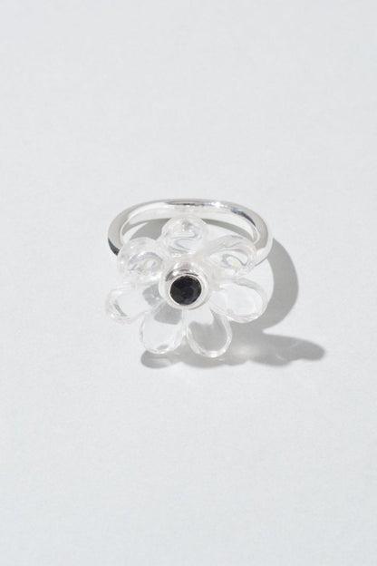 GOLDY puffy bloom ring - clear