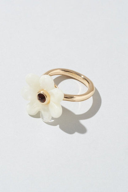GOLDY puffy bloom ring - ivory
