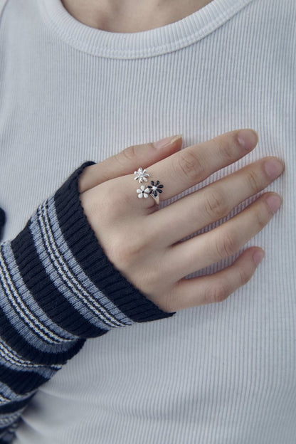 GOLDY カラー ブルーム リング - シルバー×ブラック