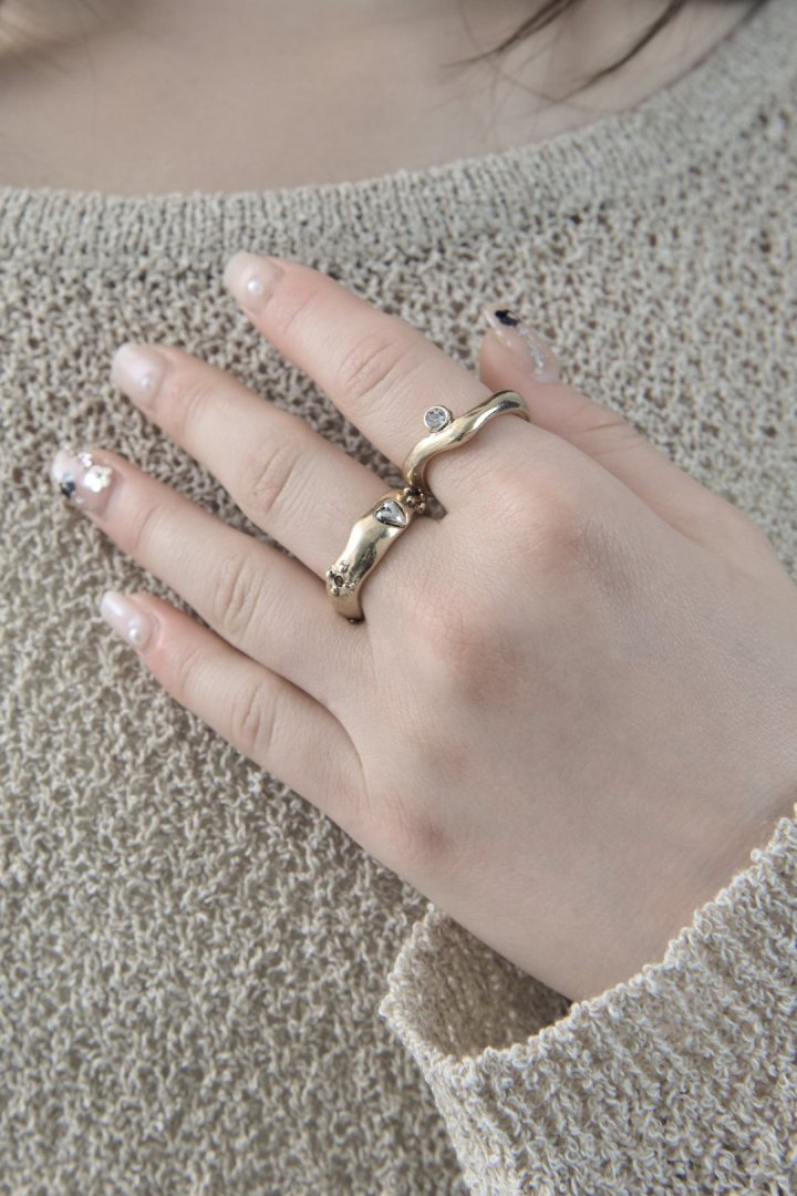 GOLDY vintage heart embed set ring - Image 11