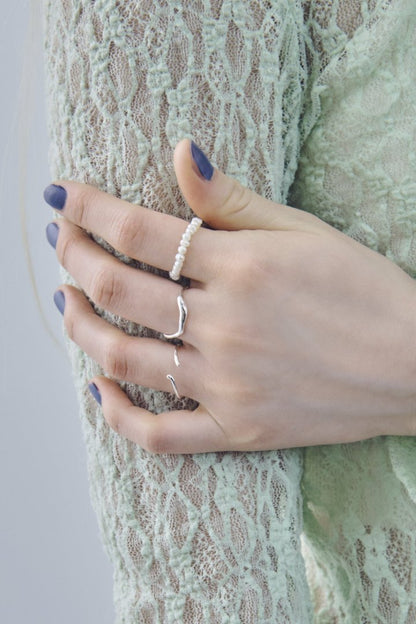 GOLDY 3PCS Fresh Water Pearl Metal Set Ring - Image 6