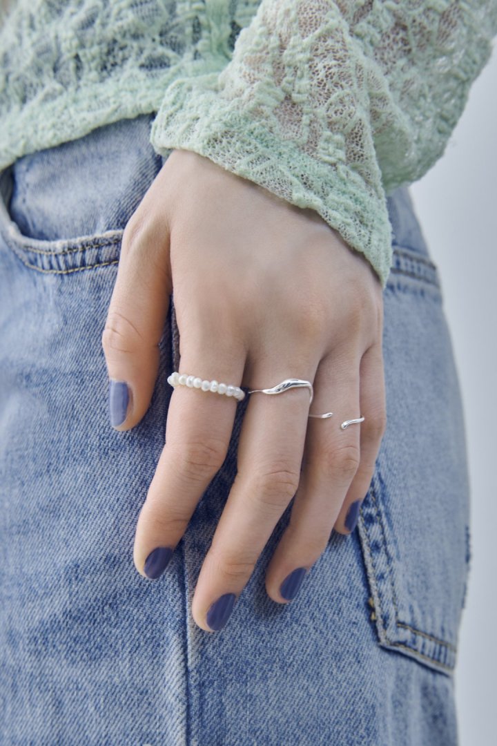 GOLDY 3PCS Fresh Water Pearl Metal Set Ring - Image 7