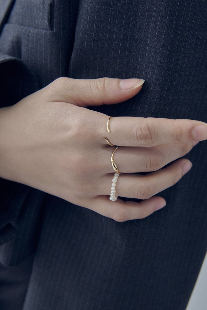 GOLDY 3PCS Fresh Water Pearl Metal Set Ring - Image 10