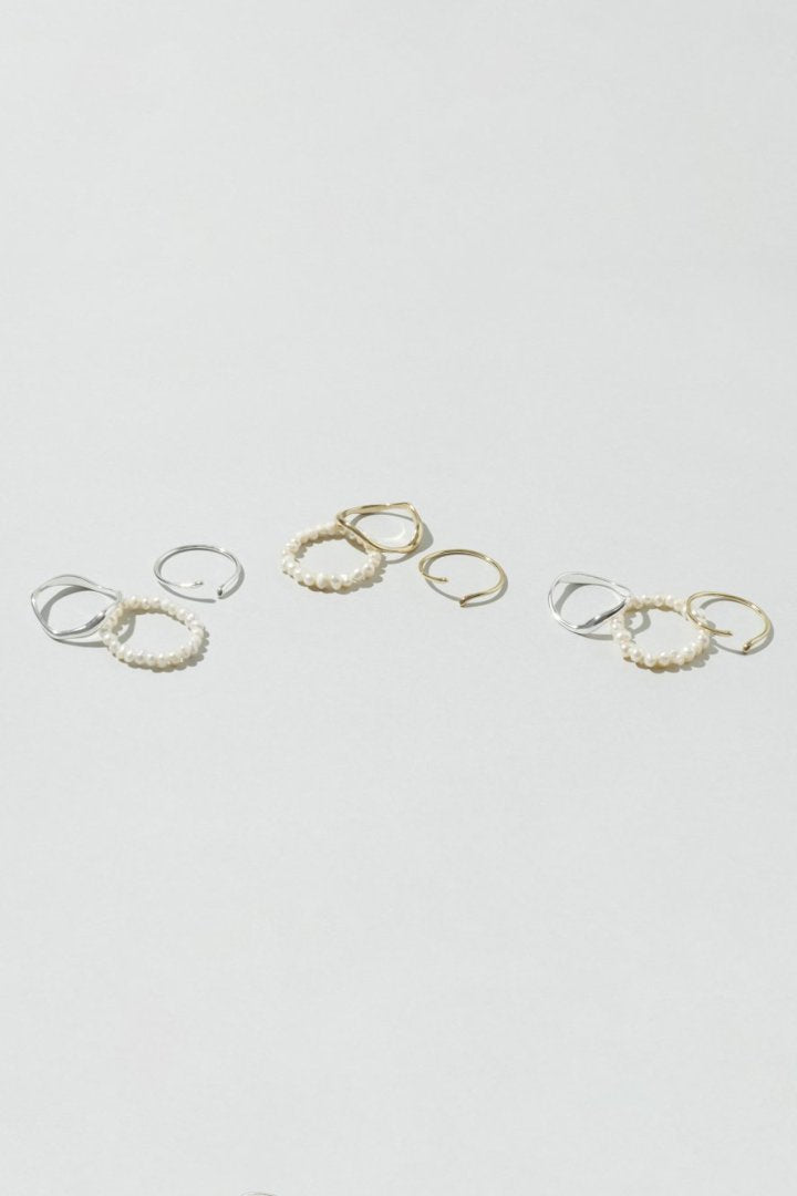 GOLDY 3PCS Fresh Water Pearl Metal Set Ring - Image 14