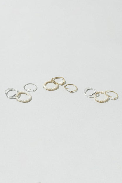 GOLDY 3PCS Fresh Water Pearl Metal Set Ring - Image 14