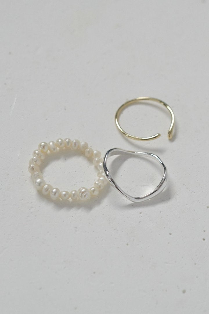 GOLDY 3PCS Fresh Water Pearl Metal Set Ring - Image 16