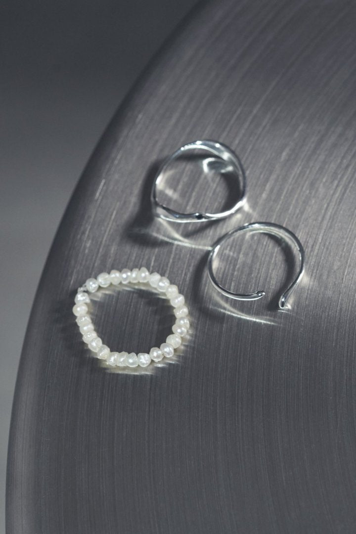 GOLDY 3PCS Fresh Water Pearl Metal Set Ring - Image 19