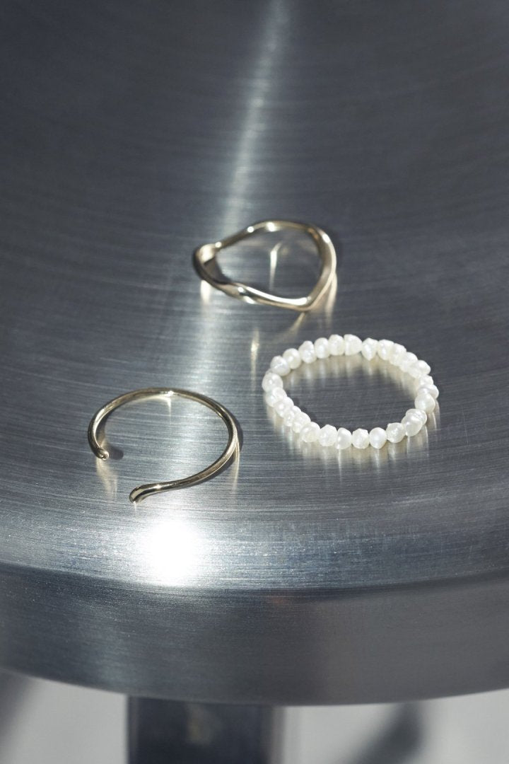 GOLDY 3PCS Fresh Water Pearl Metal Set Ring - Image 20