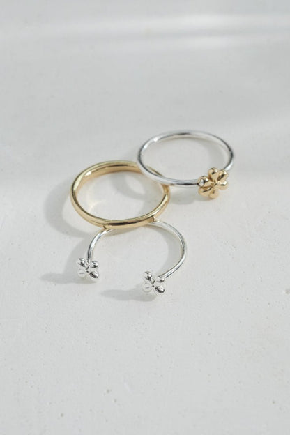 GOLDY 3PCS  プチ フラワー セット ピンキー リング - Image 1