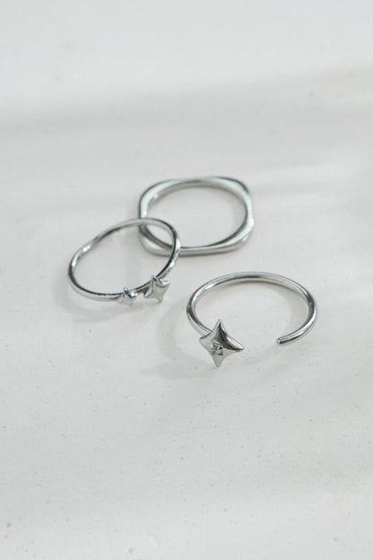 GOLDY 3PCS プチ トゥインクル セット ピンキー リング - シルバー