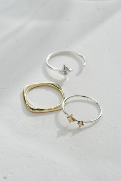 GOLDY 3PCS プチ トゥインクル セット ピンキー リング - シルバー×ゴールド