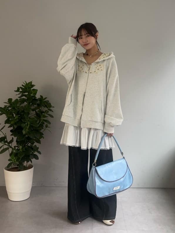 neutral by CIAOPANIC 碎花Logo荷葉邊雙拉鍊連帽Hoodie - Image 61