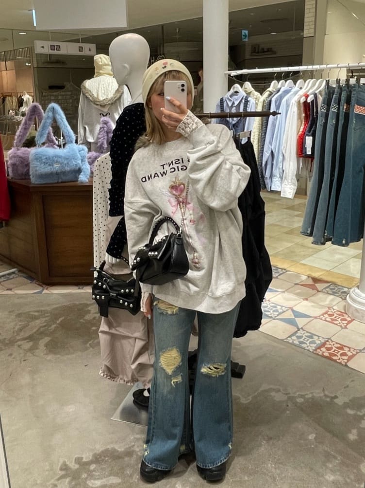 CIAOPANIC Vintage Ribbon print denim 喇叭褲 - Image 21