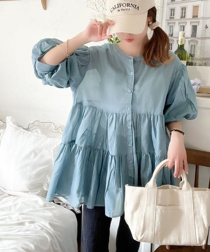 必入手‼️3 way balloon sleeve sheer shirt