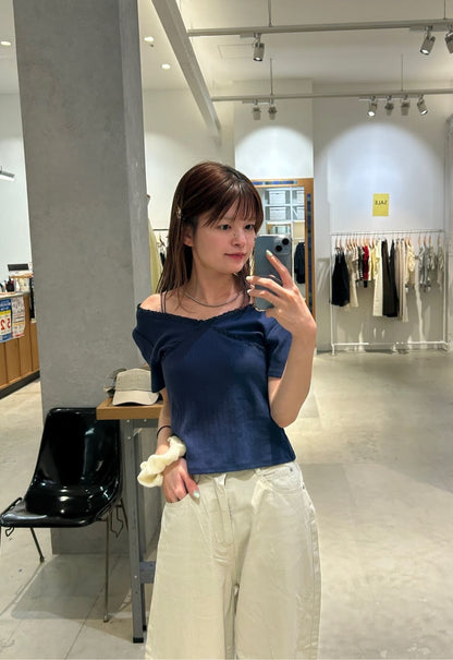Kastane 羅紋V領Tee + Choker - Image 66